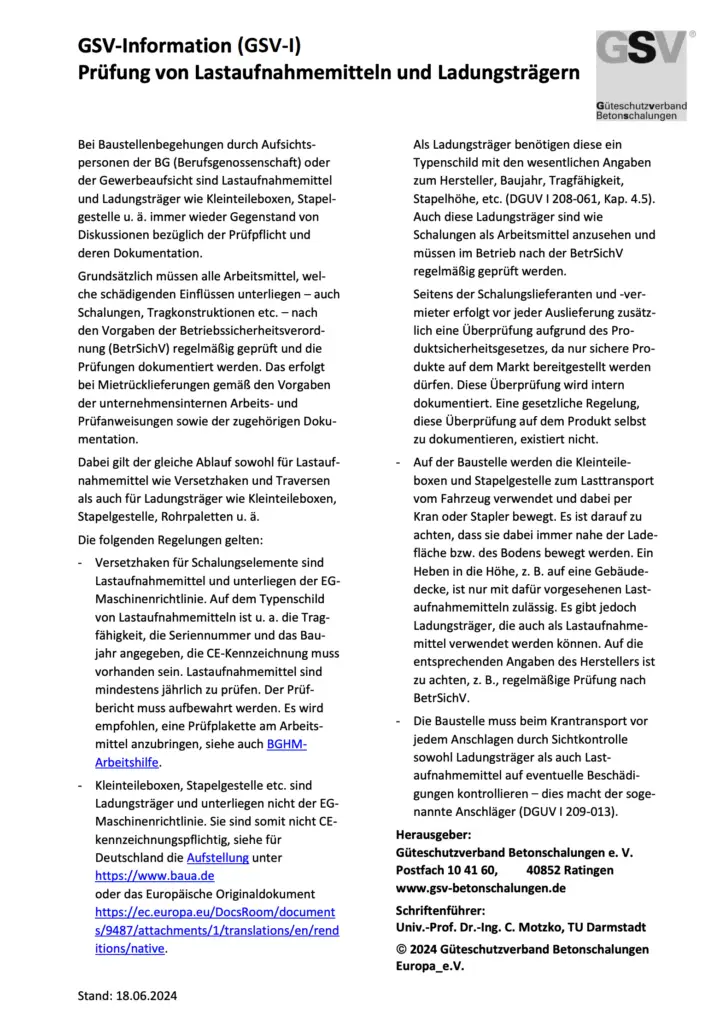 gsv information prüfung
